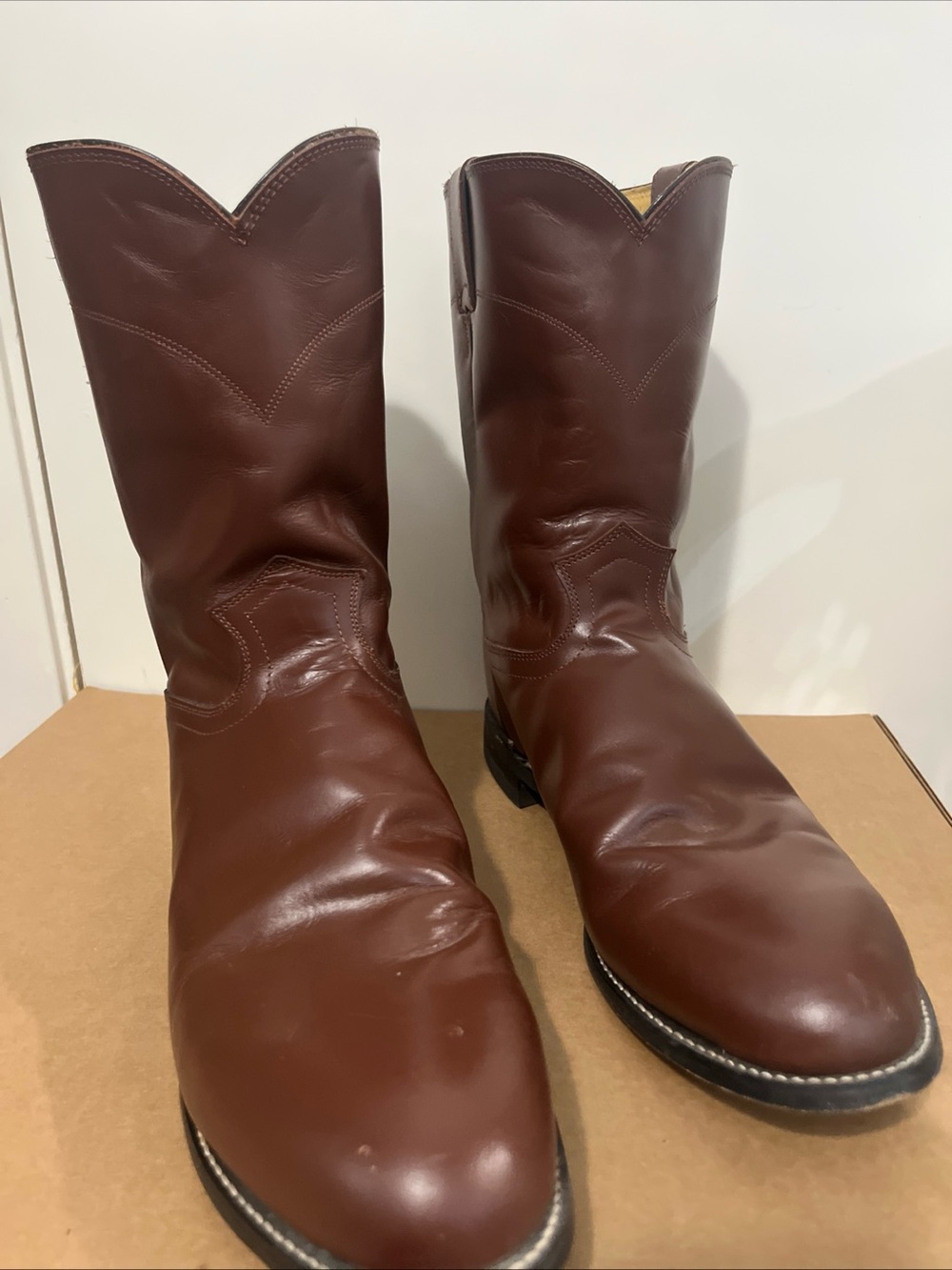 Justin Boots Men's Brown Leather Western Cowboy Boots